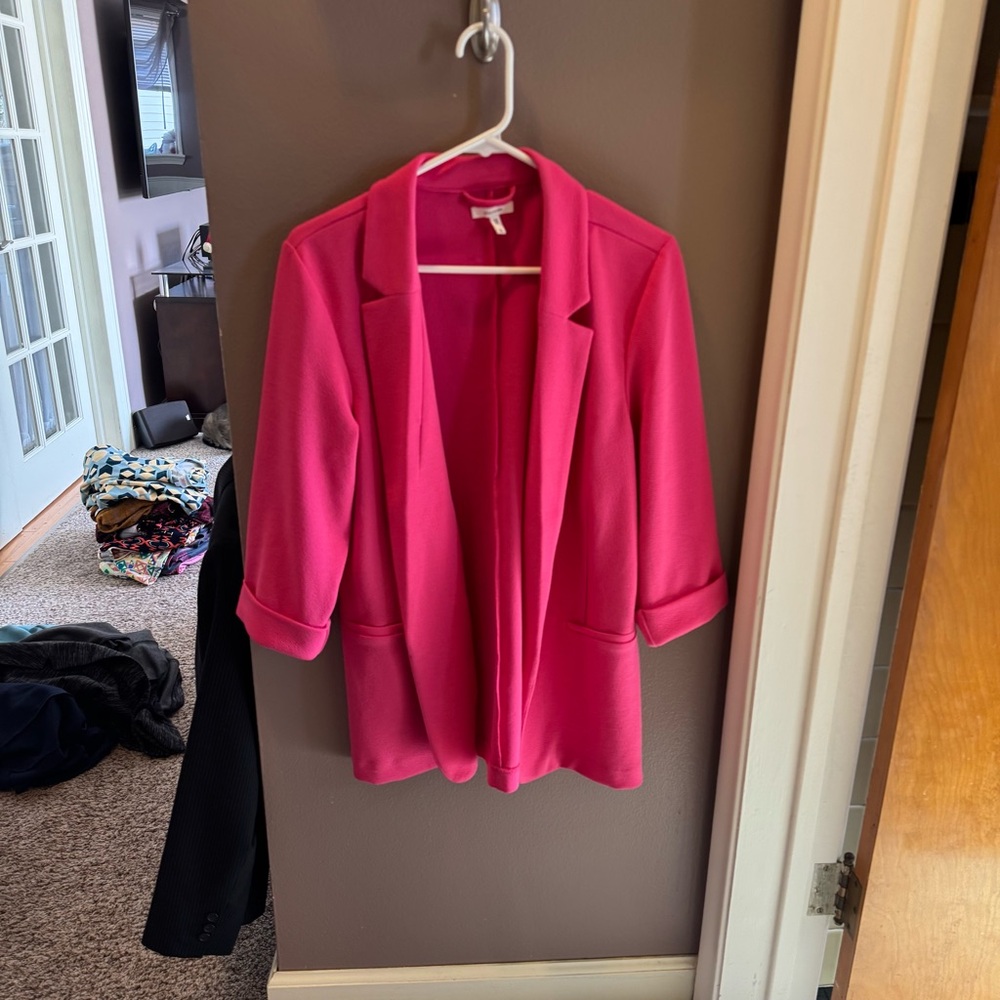 Maurices Pink Blazer Lightweight Open-Front Jacket